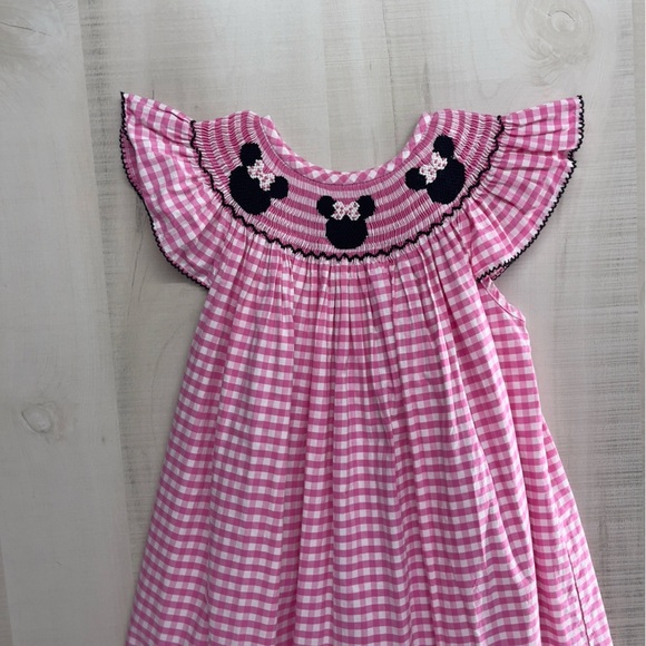 CLASSIC WHIMSY girls smocked Disney Minnie Mouse dress pink gingham 5Y cotton - Picture 2 of 7